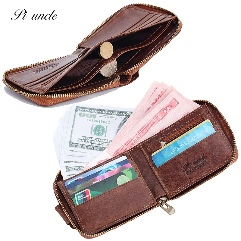 Винтажный Повседневный Карманный Кошелек из воловьей кожи короткий клатч