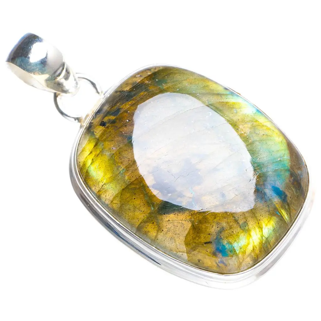 Натуральный голубой огненный Лабрадорит ручной работы уникальный кулон из