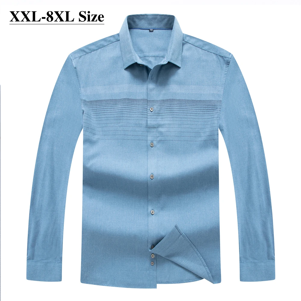 Брендовая мужская рубашка с длинным рукавом размера плюс 6XL 7XL 8XL