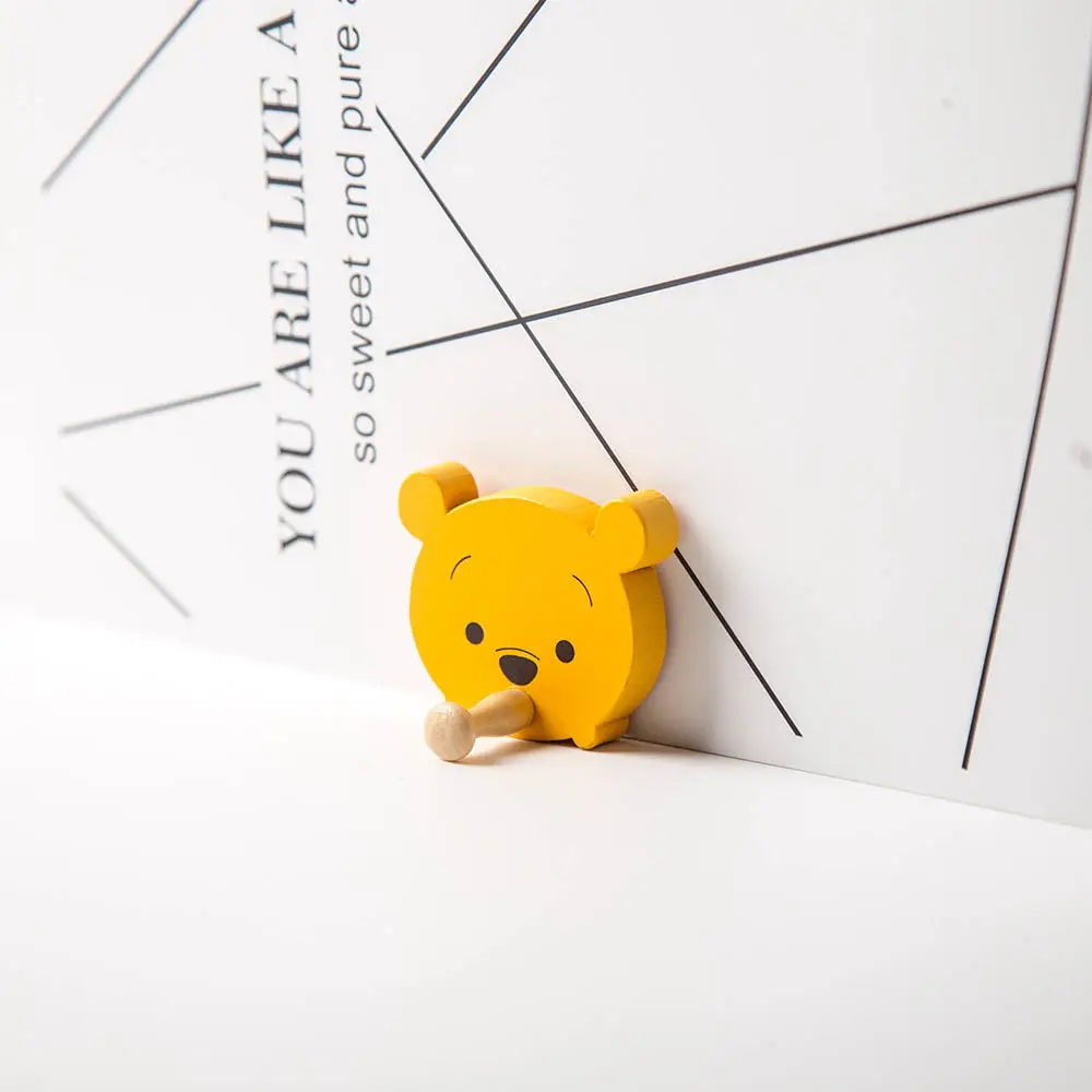 

Disney Pooh Bear Creative Cartoon Hook Family Kitchen Wooden Sticky Hook Hook No Trace Free Punch