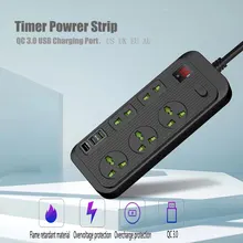 Desktop Multi Power Strip with 5 AC Outlets QC 3.0 3 USB Fast Charging Ports Socket Adapter US UK EU AU Timer Power Socket Plug