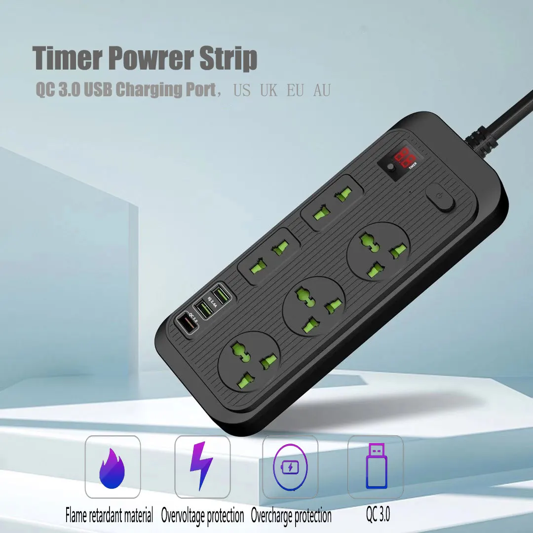 Настольный мульти Мощность разъем с 5 розетками переменного тока QC 3 0 портами