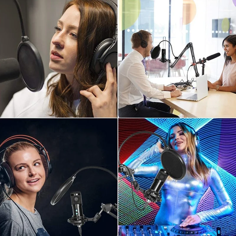 

Microphone Set,Podcast Condenser Microphone,for Computer,Plug and Play Microphone,with Arm Shock-Proof,for Games,Etc