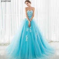 turquoise blue prom dress long new tulle applique off shoulder backless a line abiti da ballo sweep train elegant evening gown