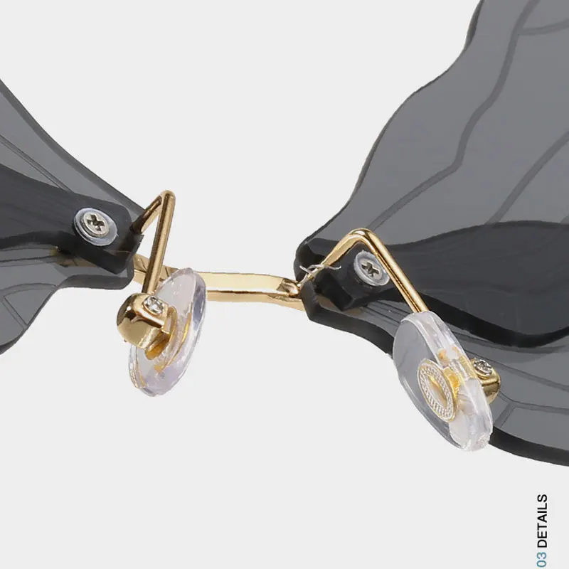 

2021 Vintage Dragonfly Wings Sunglasses Fashion Rimless Women HD Lens Eyewear Men Pink Sun Glasses UV400 Eyewear Female