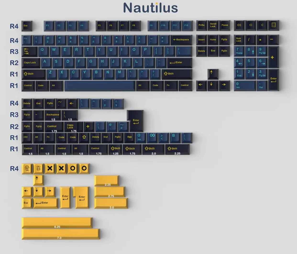 Женские колпачки для клавиш 173 Arctic/Nautilus Cherry Profile DOUBLE SHOT ABS PBT шрифт механической