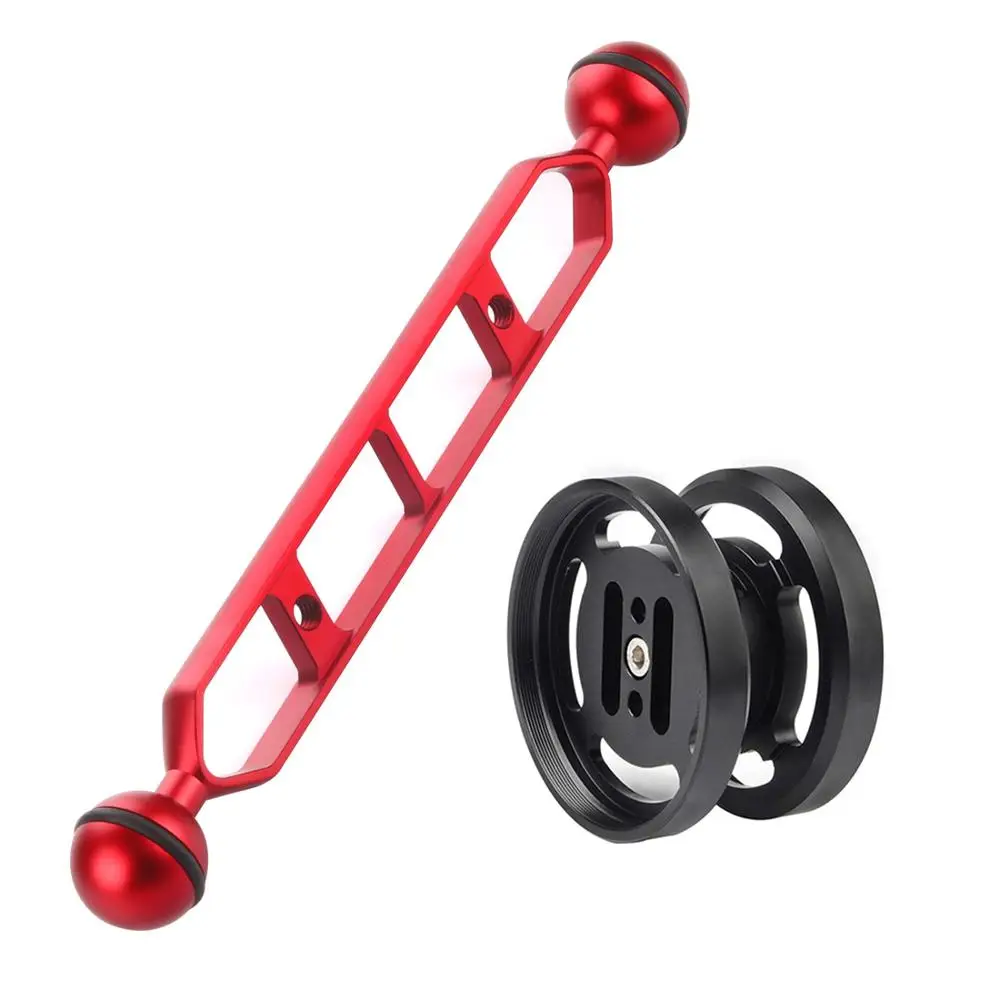 with 9inch arm red Алюминий двойной 67 мм Макро/Широкий формат объектива подставка держатель с 5/7/9/11 дюймов нетонущий браслет на руку для подводной съемки DSLR фотокамера - Цвет: with 9inch arm red