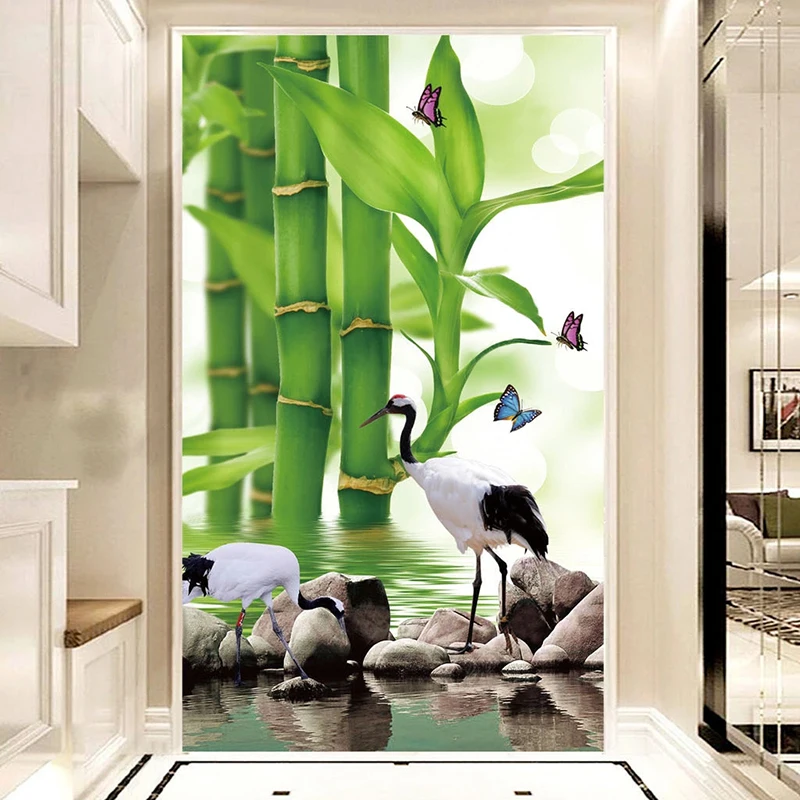 

Drop Shipping Custom 3D Photo Wallpaper Bamboo Forest Landscape Entrance Aisle Hall Mural Wallpapers For Wall Art Decor