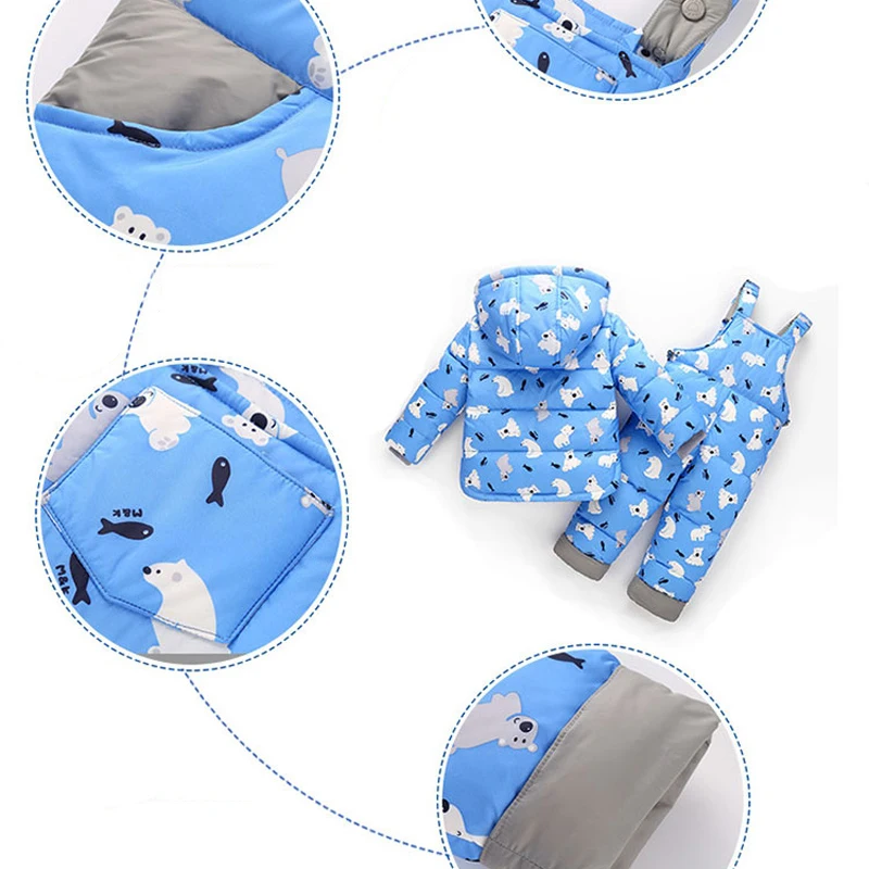 Зимний детский комплект одежды на утином пуху куртка для маленьких мальчиков и