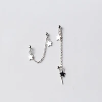 100 real 925 sterling silver star double pierced earrings for women fine jewelry