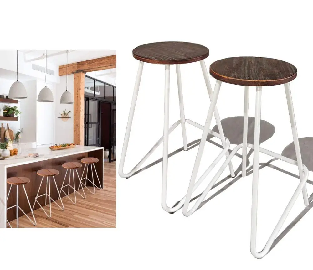 Промышленные барные стулья кухонный обеденный стул деревянный металлический