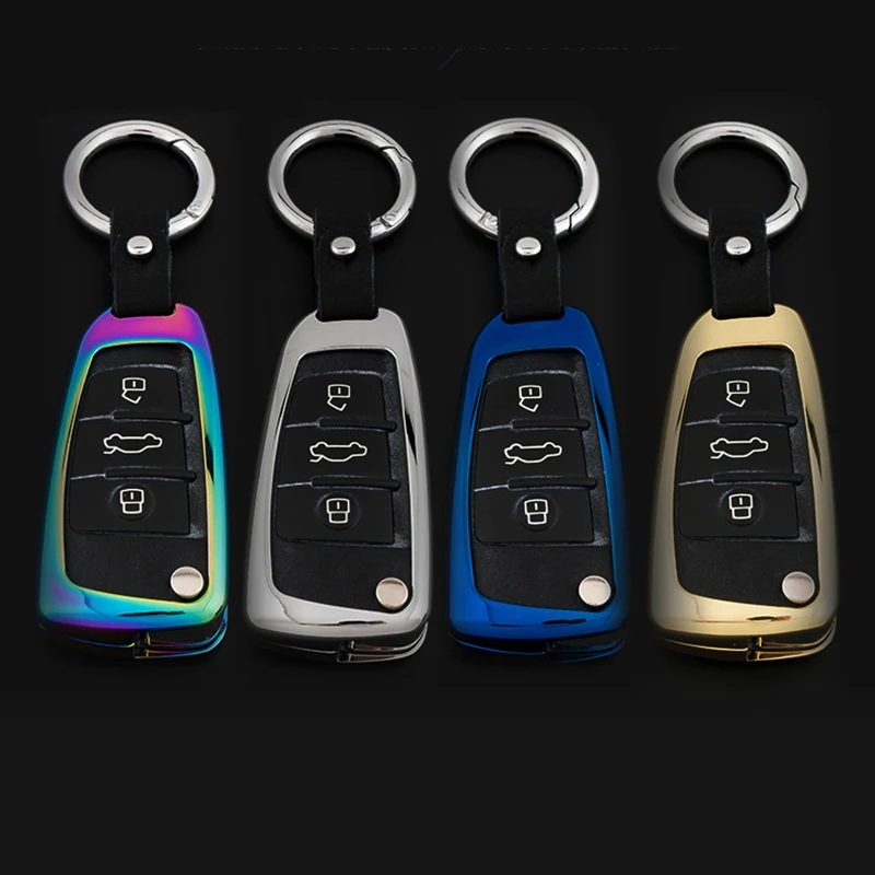 

Colorful style Galvanized Alloy Car Key Cover Case For Audi A4 A4L A6L Q3 Q5 A7 A8 A5 Q7 TT A1 A3 Intelligent Remote Keyless