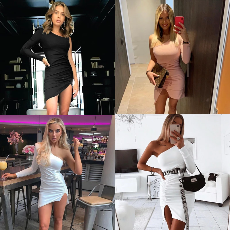 Ursohot с открытыми плечами пикантные вечерние платье Для женщин длинным рукавом и