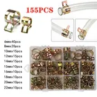 155 шт. 6-22 мм Пружинные зажимы для автомобиля и грузовика, зажим для топливного масла и воды, зажим для трубы, зажим, зажим, набор в ассортименте