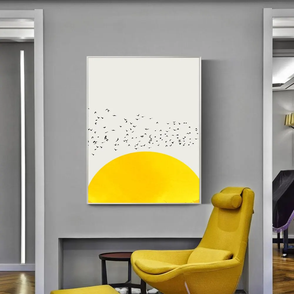 

Thousands Of Birds White And Yellow Color Animal Wall Art Canvas Poster And Prints For Kid Room Decorative Picture Cuadros