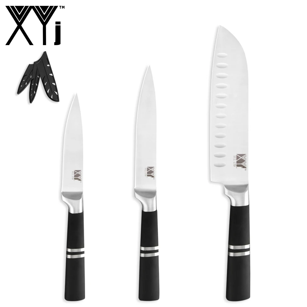 I.3pcs set XYj кухонные ножи из нержавеющей стали 7 шт набор Нескользящая ручка нож шеф-повара Сумка КРЫШКА Мясо Фрукты отель кухонные принадлежности - Цвет: I.3pcs set