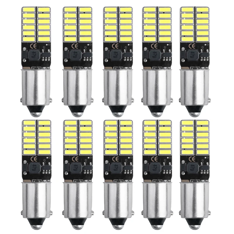 

10 шт. BA9S T4W T11 светодиодные лампы Canbus 4014 24 SMD без ошибок, внутренние лампы для чтения, автомобильные парковочные фонари, лампы для номерного знака, белые 12 В