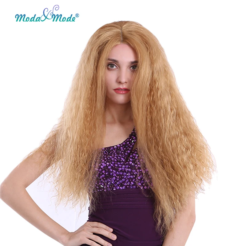 Парик из синтетического кружева Moda & Mode кудрявый парик 26 дюймов длинные светлые