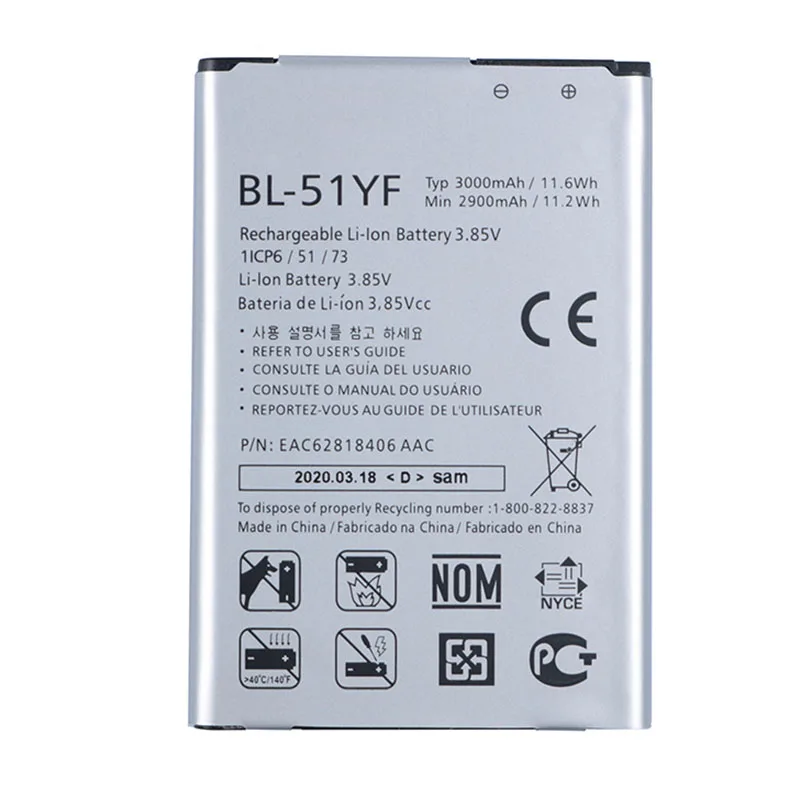 Оригинальный G4 телефон Батарея для LG H815 H818 H810 VS999 F500 3000 мА/ч BL 51YF|Аккумуляторы