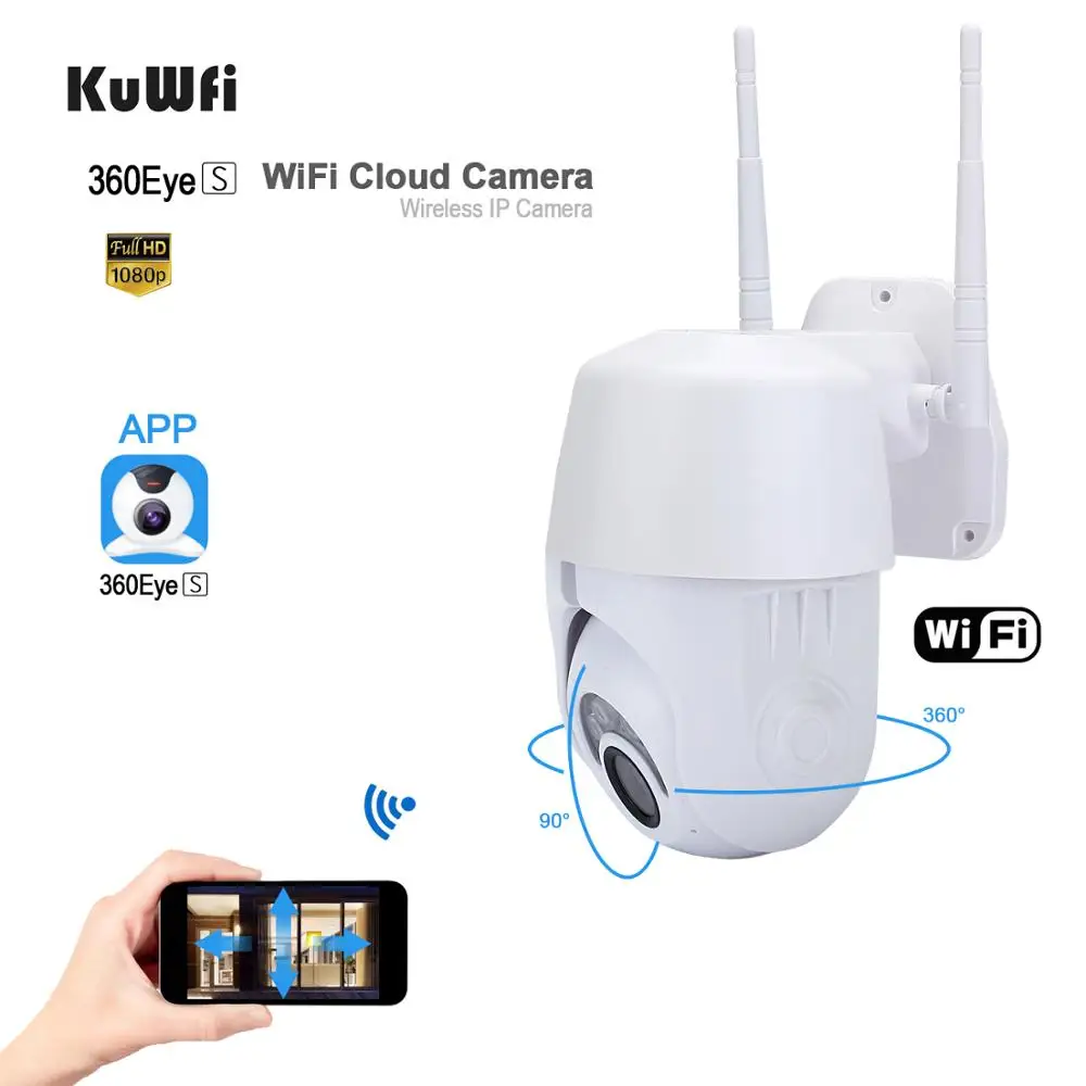 KuWFi 1080P наружная Wifi камера WiFi IP 2MP Беспроводная PTZ скоростная купольная CCTV ИК