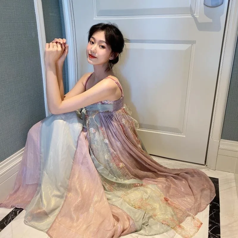 Женское винтажное платье с вышивкой свободное пляжное во французском стиле на