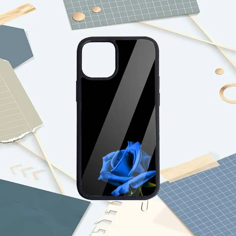 

Blue rose beautiful pattern Phone Case PC for iPhone 11 12 pro XS MAX 8 7 6 6S Plus X 5S SE 2020 XR Luxury brand shell funda