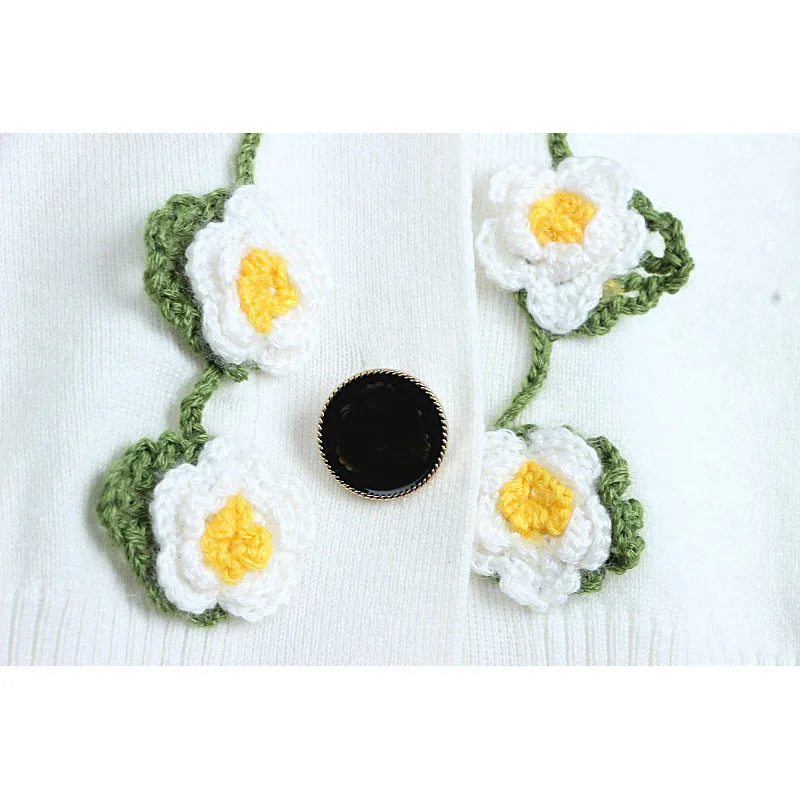 

Red 2020 Women Autumn Short Cardigan Female V-neck Coat Korean 3D Floral Preppy Short Casual Knitted Fashion Outwear