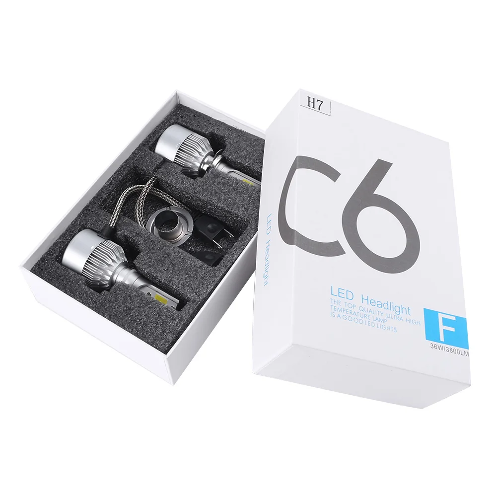 COB H7 C6 7600LM 72W светодиодный комплект для преобразования автомобильных фар Hi/Lo