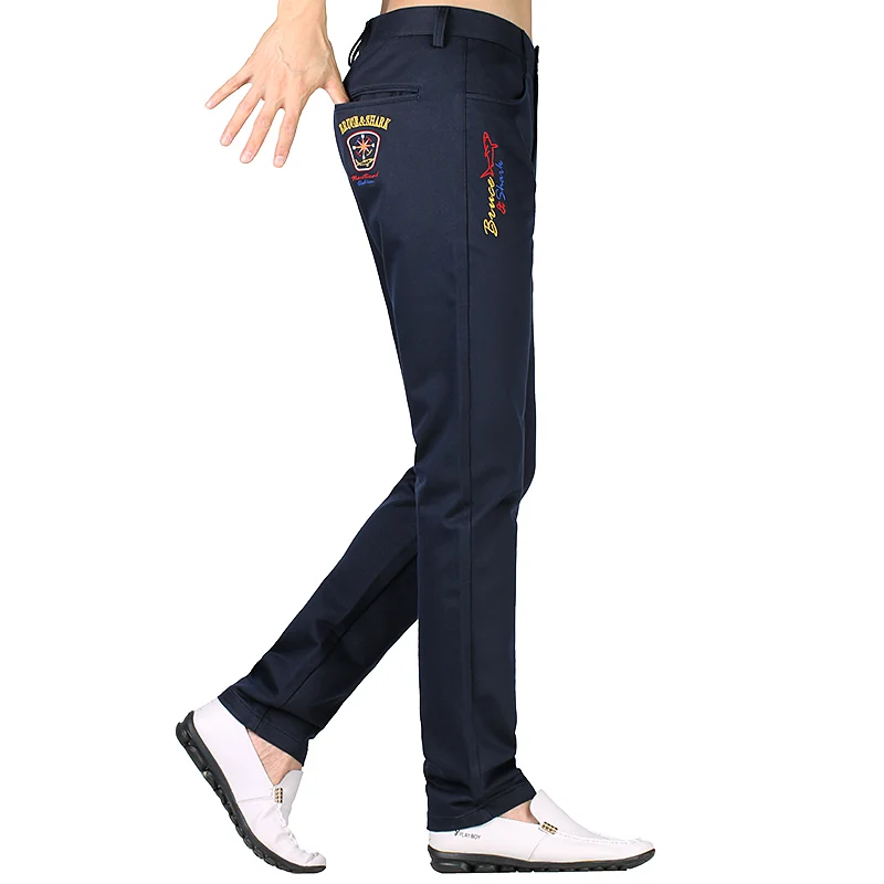 Брюки мужские зимние классические хлопок прямые штаны утепленные с вышивкой