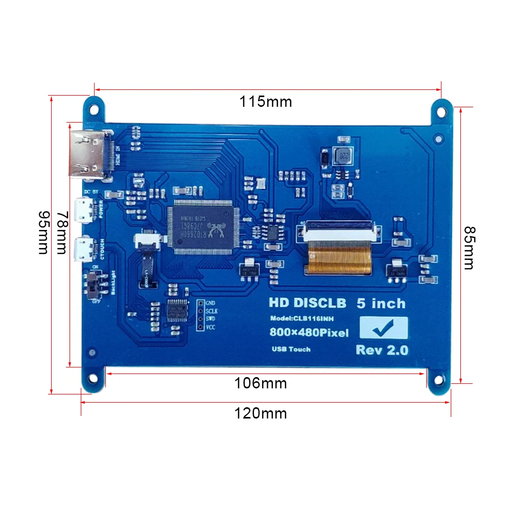 

Portable Monitor 5 Inch Capacitive Touchscreen Display 800*480 Resolution Small with USB Interface for Educational Tool