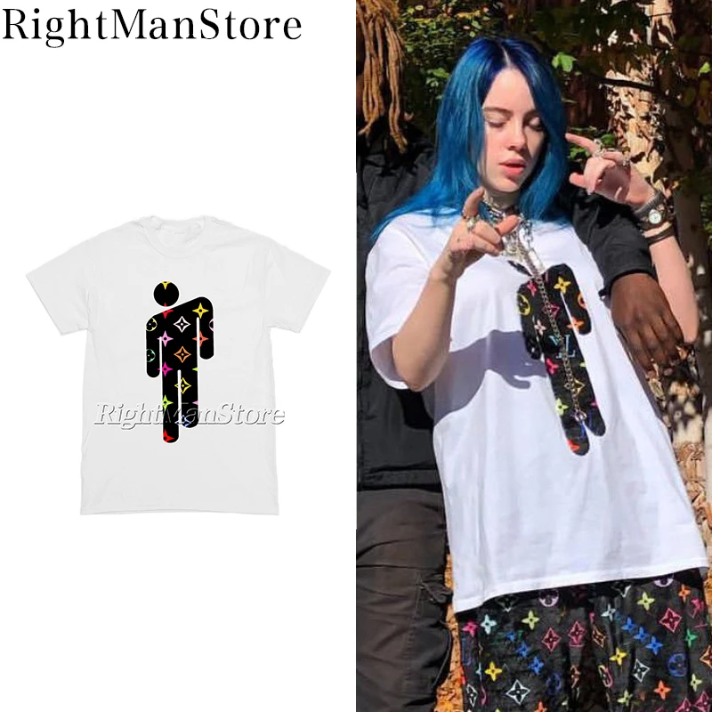 Billie Eilish, футболка, желтая, зеленая, черная, с надписью, уличная одежда, тот же абзац, хлопок,, летняя Новинка, высокое качество