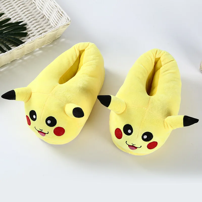 Новые Домашние тапочки Pokemon Pikachu зимняя водонепроницаемая теплая плюшевая
