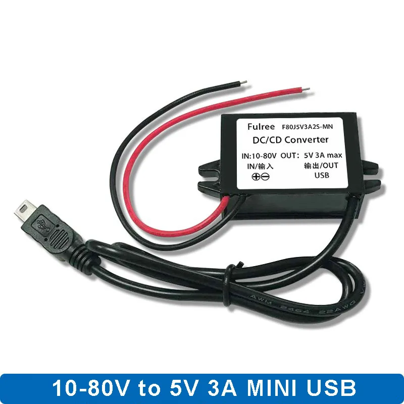 Мини Micro 2 USB 12 В 24 в 36 48 (10 В-80 в) до 5 3A DC-DC понижающий преобразователь питания