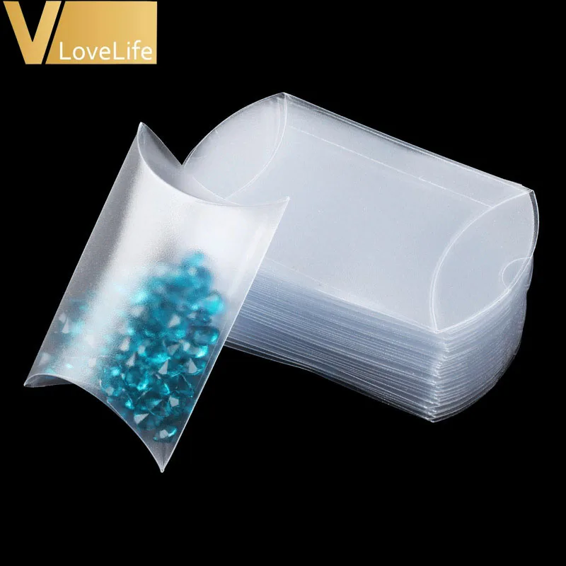 Прозрачная коробка для конфет 50 шт./лот в форме подушки Подарочная из ПВХ