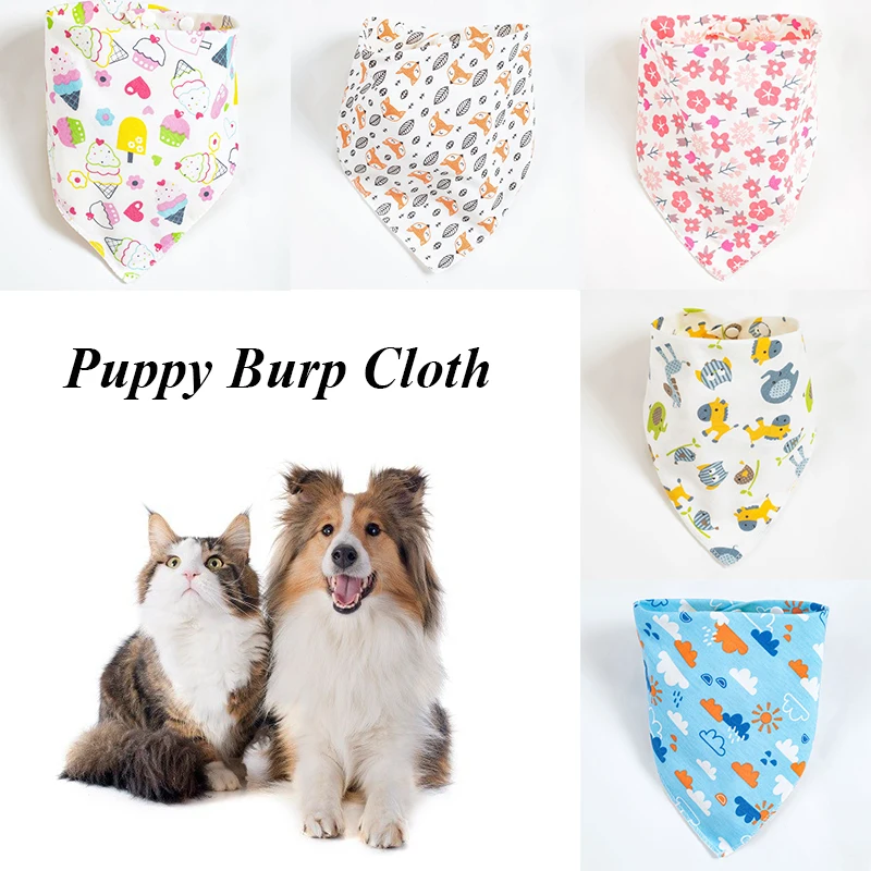 

Dog Scarf Bandana Cartoon Printed Washable Double Snap Button Neckerchief Bibs Scarf Collar Saliva Towel Pet Cat Accessories