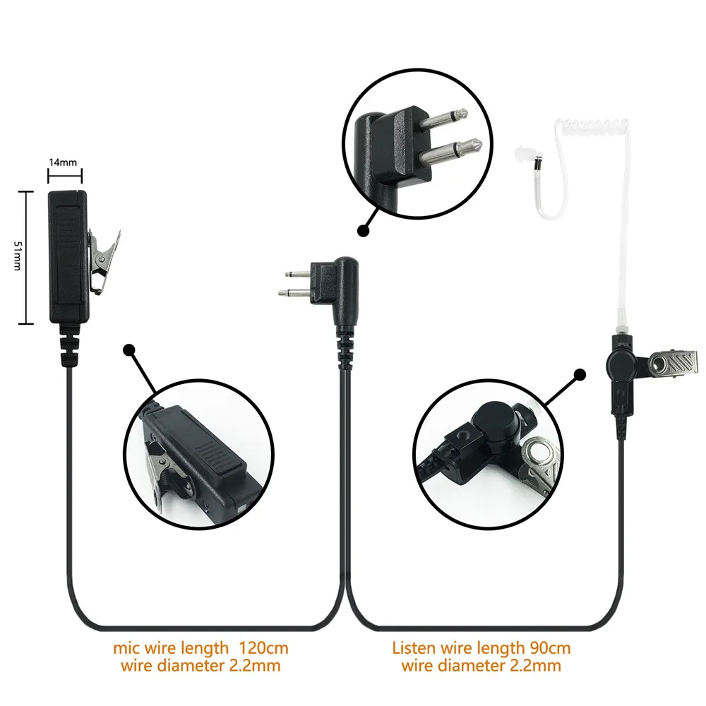 VBLL Earpiece Headphone For EP350 CP180 CP185 CP200 CP200XLS PR400 RDU2080D RDU4100 RDU4160D RDU5100 Portable Radio Earphone