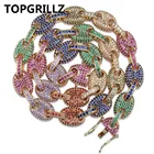 Кубинская цепочка TOPGRILLZ, 12 мм, с кубическим цирконием, 18 К, медная, кубинская цепочка в подарок