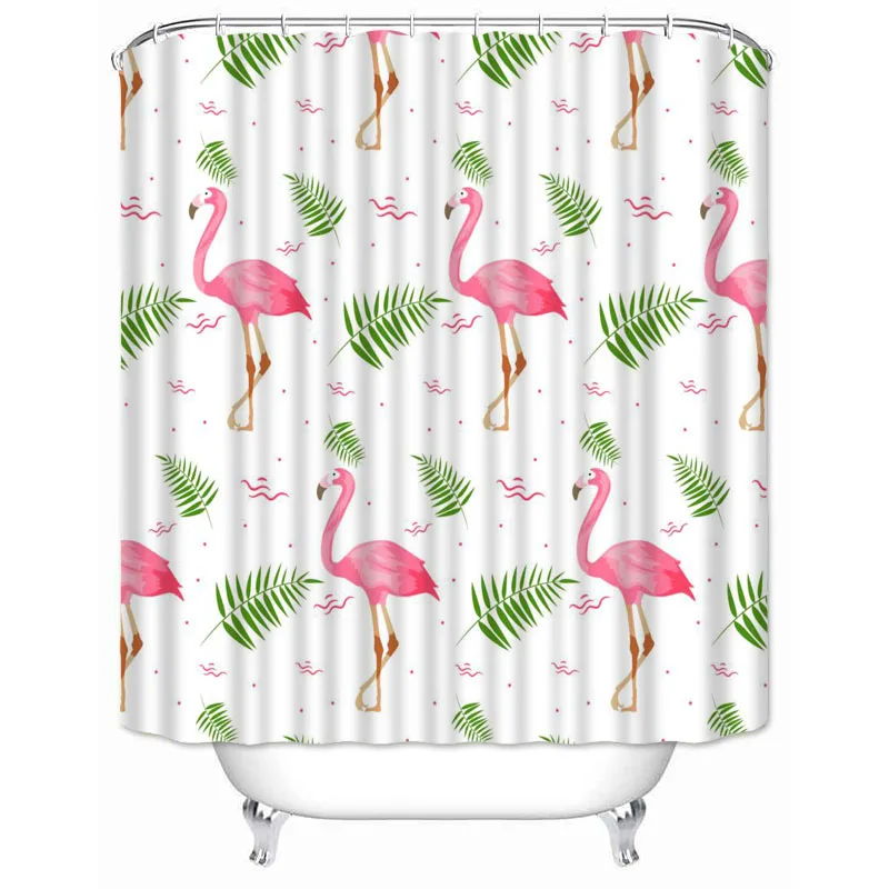 

Musife Custom High Quality Flamingo Shower Curtain Waterproof Bathroom Polyester Fabric Bathroom Curtain