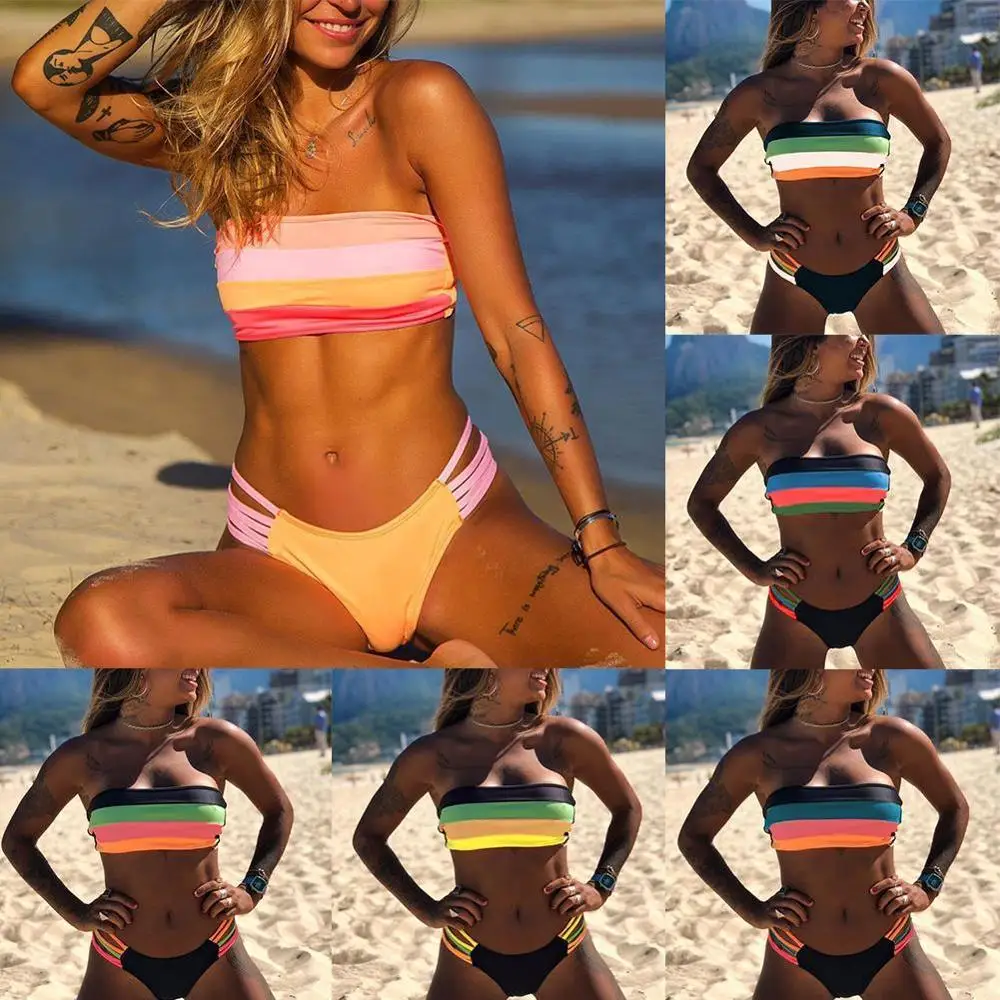 Качественный Женский Топ без бретелек бикини бюстгальтер купальник грудь