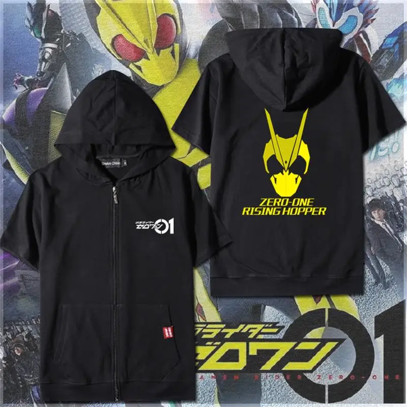 Аниме Ka men Rider Zero-One 01, косплей, летняя футболка с коротким рукавом, футболки, топы для мужчин и женщин, на молнии, с капюшоном, Повседневная футболка, модная футболка