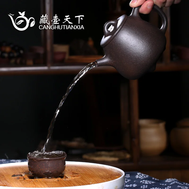 

All hand authentic yixing recommended handmade tea cups suit household teapot black gold sand kaolinite gourd ladle