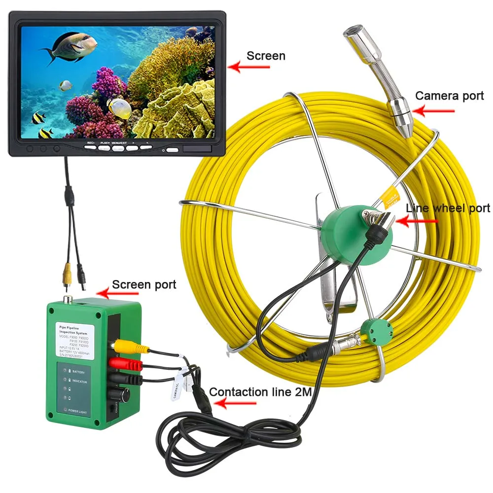 

7" LCD Monitor drain inspection camera system industrial endoscope video with recording