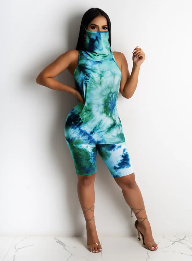 

Casual Tie Dye Women Two Piece Set Sleeveless Crop Top + Pants Outdoor Sportsuit Tracksuit Clothes For Women 6 Color