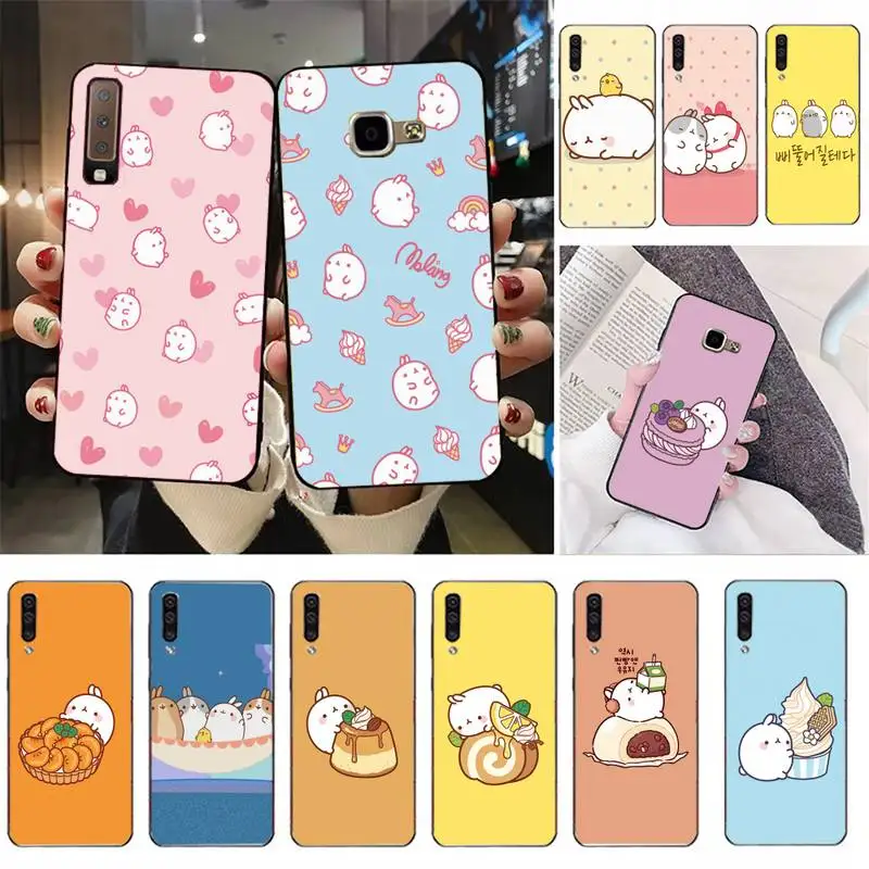 

kawaii Tea with Molang pattern Phone Case Soft Silicone Phone Cover for Samsung Galaxy A51 30s 21S A10 70 40 Fundas Coque Bumper