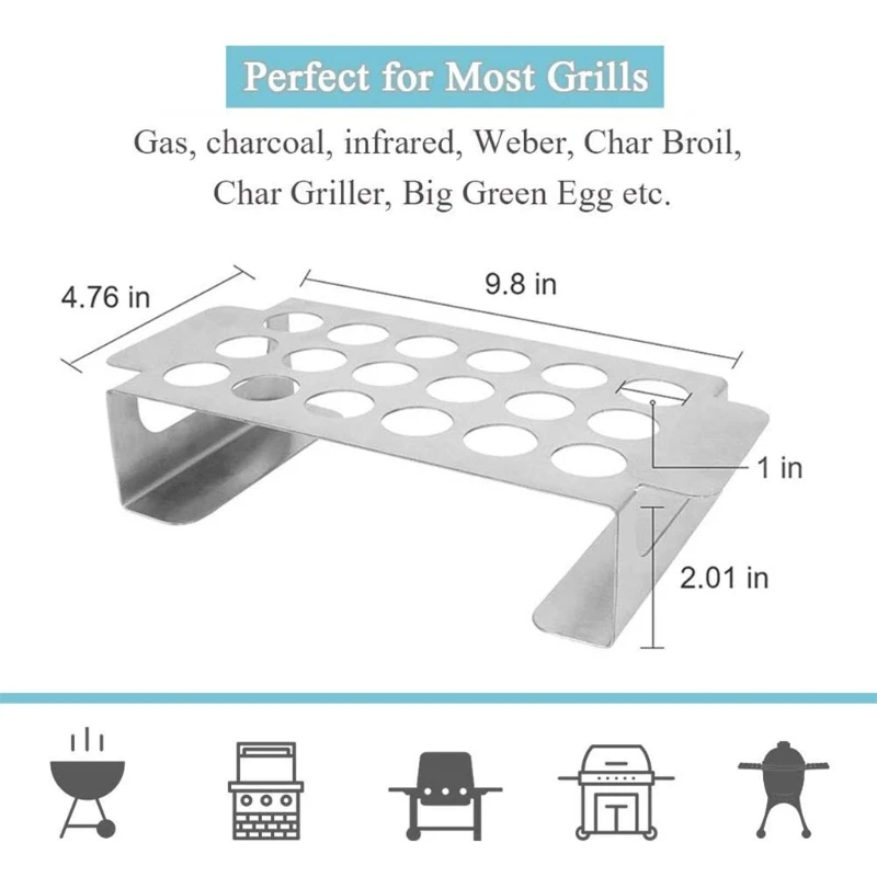 

2Pcs Stainless Steel Grill Rack Non-Stick 18 Hole Chili Jalapeno Pepper Chicken Leg Barbecue Roasting Stand with Handle