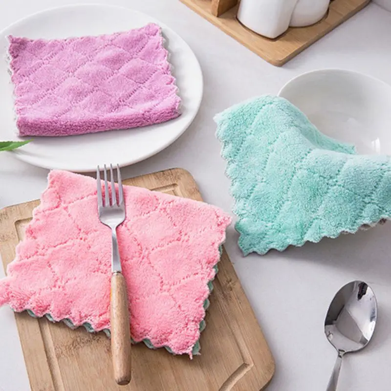

10 Pcs Double-sided Dishcloth Cleaning Washable Dish Rag Reusable Nonstick Oil F1CC