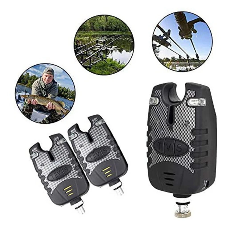 

3 Pack Fishing Bite Alarms Set Wireless Digital Fishing Bite Alert Kit Fishing Swingers Blue Indicator Portable Outdoor