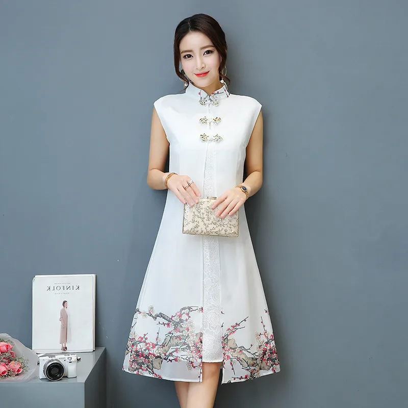 aodai cheongsam платье традиционная Восточная одежда ao dai платья короткое Кружевное платье для женщин вьетнамское платье Ципао - Цвет: color2