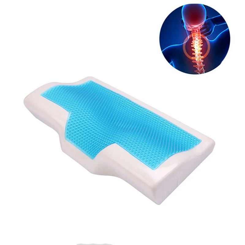 Подушка с эффектом памяти гелевая ортопедическая летняя охлаждающая от храпа