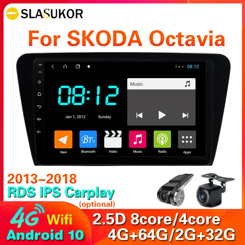 Автомагнитола 4G LTE 64G Rom Android 10 мультимедийный видеоплеер с GPS навигацией для SKODA